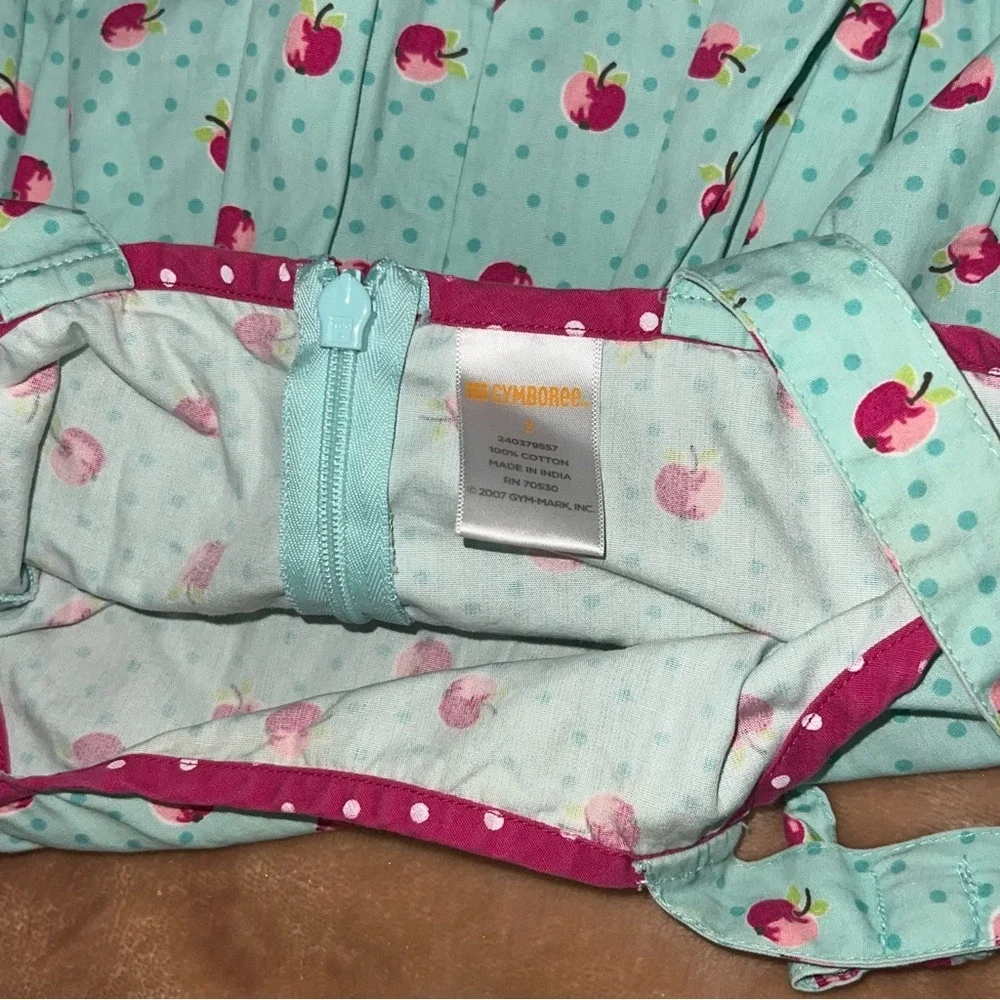 Gymboree Girls Aqua Pink Candy Apple Polka Dot Sun Dress Size 8 Vintage 2007